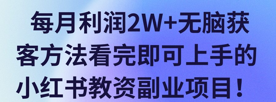 【无脑获客每月利润2W+的方法】看完即可上手的小红书教资副业项目-视频教程-第2资源网