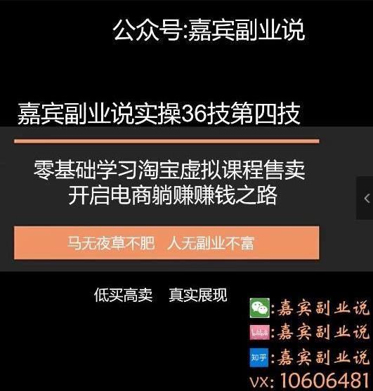 嘉宾副业说实操36技第四技：零基础学习淘宝虚拟课程售卖开启电商躺赚赚钱之路-第2资源网