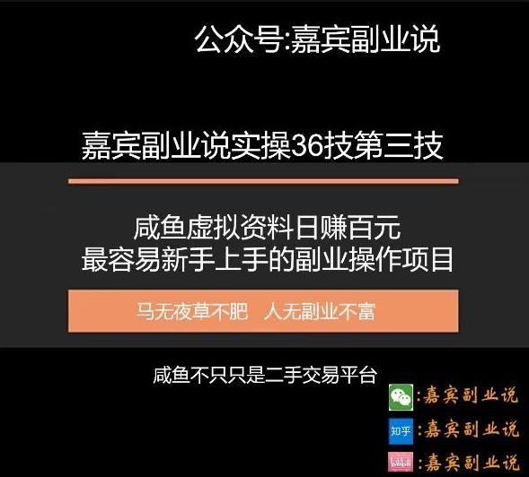 嘉宾副业说实操36技第三技：闲鱼卖虚拟资料日赚百元，最容易新手上手的副业操作项目-第2资源网