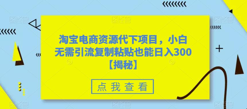 淘宝电商资源代下项目-小白无需引流复制粘贴也能日入300＋【揭秘】-第2资源网