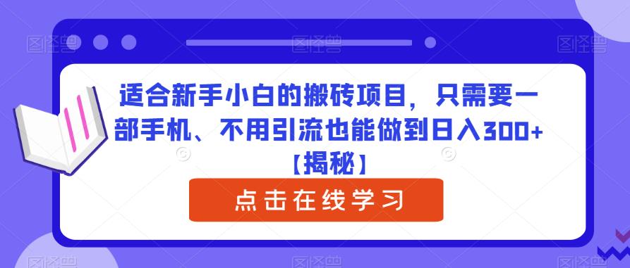 适合新手小白的搬砖项目-只需要一部手机、不用引流也能做到日入300+【揭秘】-第2资源网