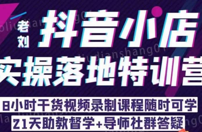 老刘·抖店商品卡流量-​抖音小店实操落地特训营-8小时干货视频录制课程随时可学-第2资源网