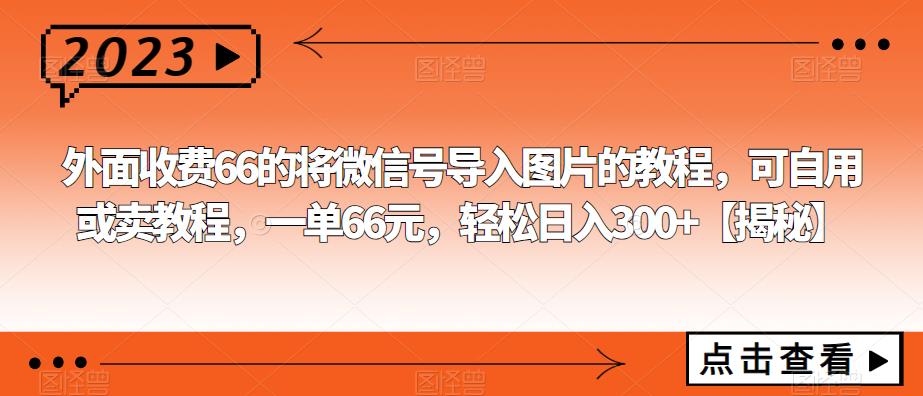 外面收费66的将微信号导入图片的教程-可自用或卖教程-一单66元-轻松日入300+【揭秘】-第2资源网