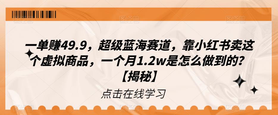 一单赚49.9-超级蓝海赛道-靠小红书卖这个虚拟商品-一个月1.2w是怎么做到的？【揭秘】-第2资源网