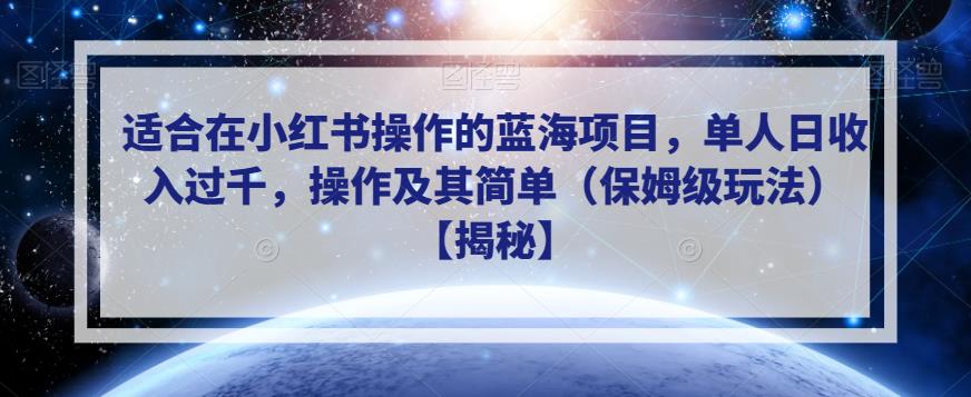 适合在小红书操作的蓝海项目-单人日收入过千-操作及其简单（保姆级玩法）【揭秘】-第2资源网