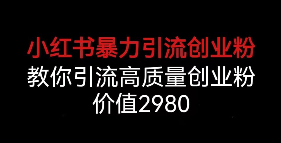 小红书暴力引流创业粉-教你引流高质量创业粉-价值2980【揭秘】-第2资源网