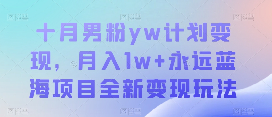 十月男粉yw计划变现-月入1w+永远蓝海项目全新变现玩法【揭秘】-第2资源网