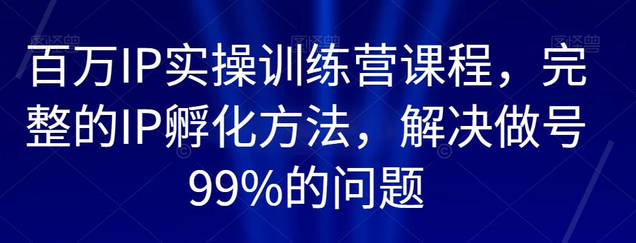 百万IP实操训练营课程-完整的IP孵化方法-解决做号99%的问题-第2资源网