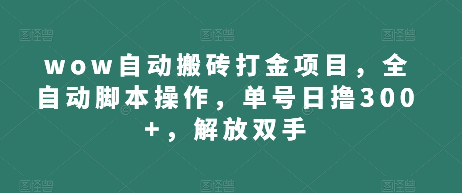 wow自动搬砖打金项目-全自动脚本操作-单号日撸300+-解放双手【揭秘】-第2资源网