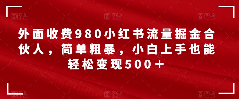 外面收费980小红书流量掘金合伙人-简单粗暴-小白上手也能轻松变现500＋【揭秘】-第2资源网