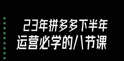 拼多多运营进阶必学-大牙带你掌握23年下半年的高级课程（共18节-第2资源网