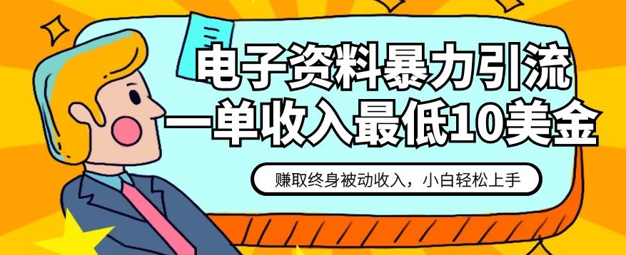 电子资料暴力引流-一单最低10美金-赚取终身被动收入-保姆级教程【揭秘】-第2资源网