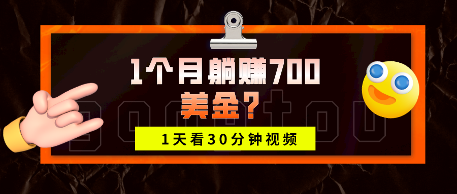 1天看30分钟视频-1个月躺赚700美金？-第2资源网