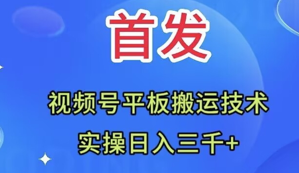 全网首发：视频号平板搬运技术-实操日入3000＋-第2资源网