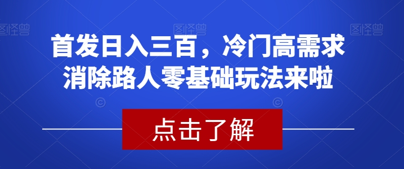 冷门高需求消除路人零基础玩法揭秘！首发稳定日入两三百-第2资源网