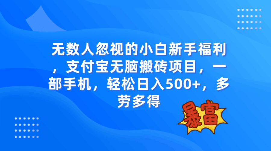 无数人忽视的项目-支付宝无脑搬砖项目-一部手机即可操作-轻松日入500+-第2资源网