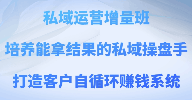 私域运营增量班-培养能拿结果的私域操盘手-打造客户自循环赚钱系统-第2资源网