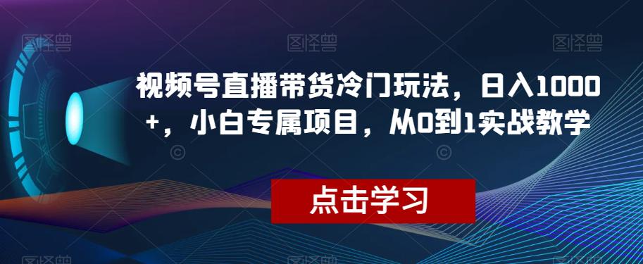 视频号直播带货冷门玩法-日入1000+-小白专属项目-从0到1实战教学【揭秘】-第2资源网