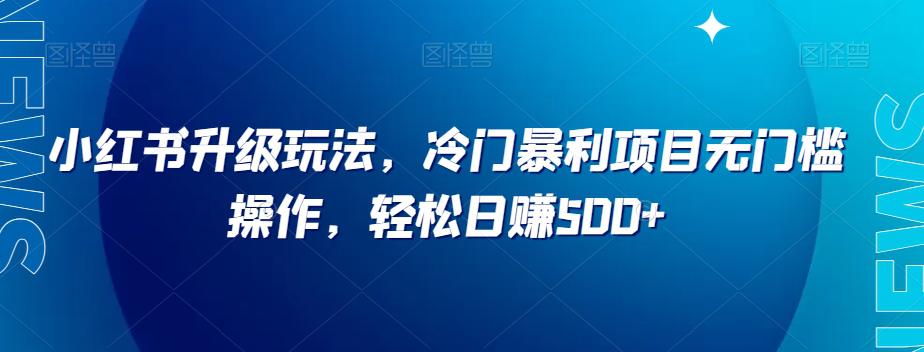 小红书升级玩法-冷门暴利项目无门槛操作-轻松日赚500+【揭秘】-第2资源网