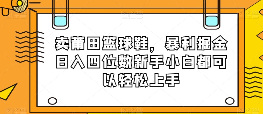 卖莆田篮球鞋-暴利掘金日入四位数新手小白都可以轻松上手【揭秘】-第2资源网