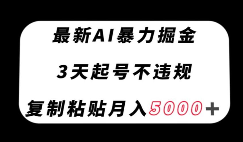 最新AI暴力掘金-3天必起号不违规-复制粘贴月入5000＋【揭秘】-第2资源网