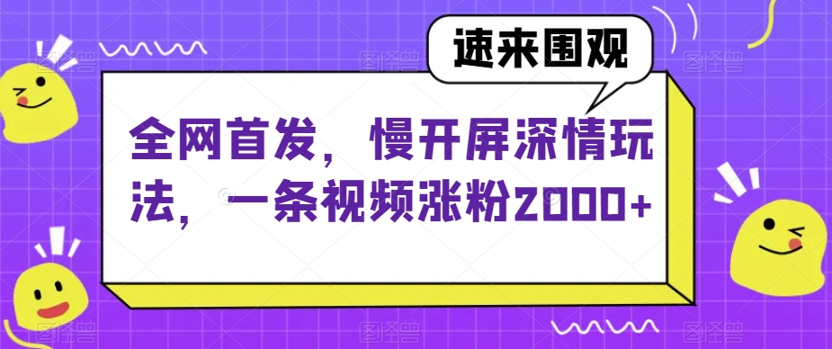 全网首发-慢开屏深情玩法-一条视频涨粉2000+【揭秘】-第2资源网