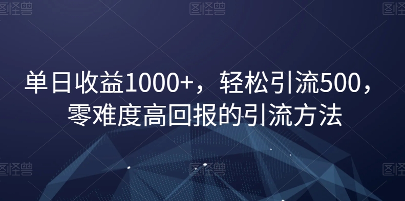 单日收益1000+-轻松引流500-零难度高回报的引流方法【揭秘】-第2资源网