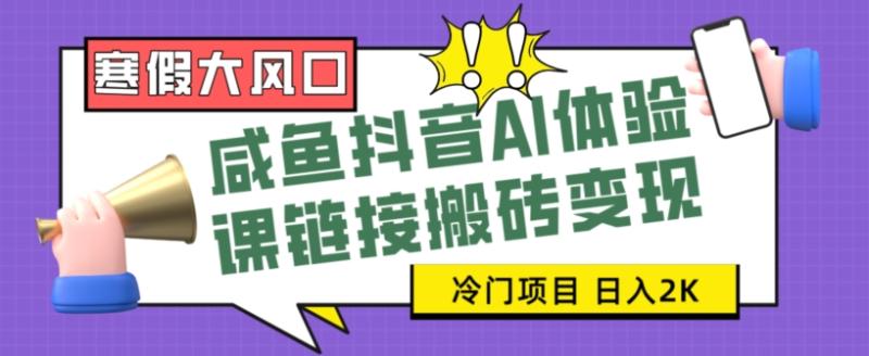 寒假大风口咸鱼抖音AI体验课链接搬砖变现-全网首发冷门项目-小白可日入2K+【揭秘】-第2资源网