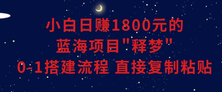 小白能日赚1800元的蓝海项目”释梦”0-1搭建流程可直接复制粘贴长期做【揭秘】-第2资源网