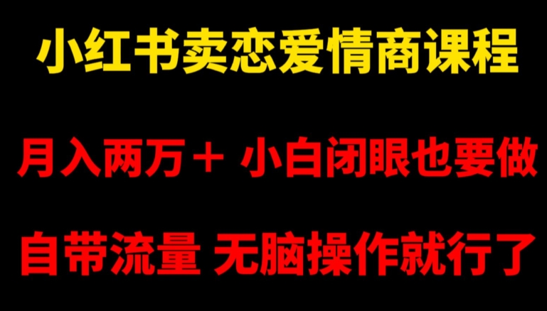 小红书卖恋爱情商课程-月入两万＋-小白闭眼也要做-自带流量-无脑操作就行了【揭秘】-第2资源网