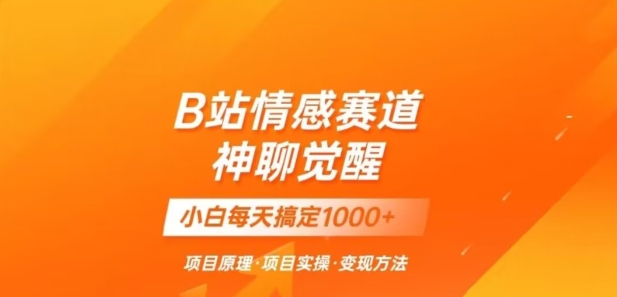 B站情感冷门蓝海赛道秒变现【神聊觉醒】一天轻松变现500+【揭秘】-第2资源网