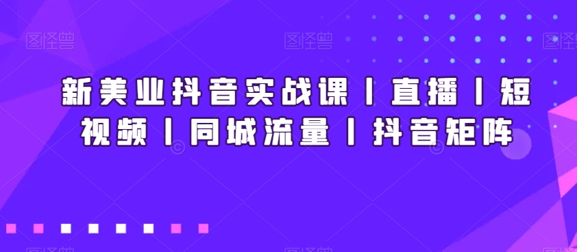 新美业抖音实战教程丨直播丨短视频丨同城流量丨抖音矩阵-第2资源网