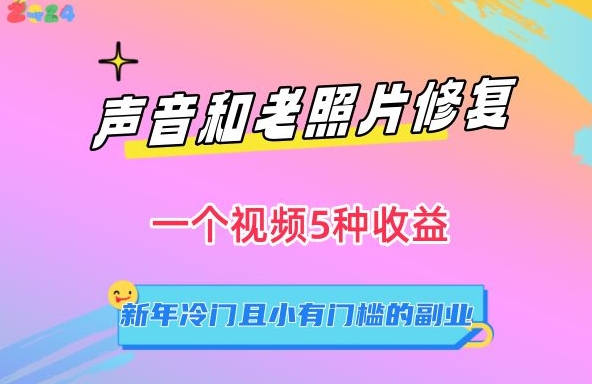 声音和老照片修复-一个视频5种收益-新年冷门且小有门槛的副业【揭秘】-第2资源网