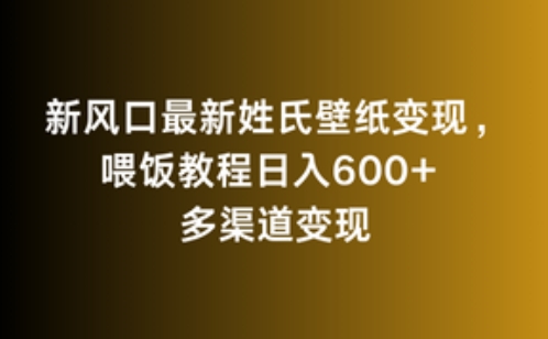 新风口最新姓氏壁纸变现-喂饭教程日入600+【揭秘】-第2资源网