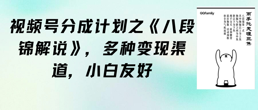 视频号分成计划之【八段锦解说】-多种变现渠道-小白友好（教程+素材）-第2资源网