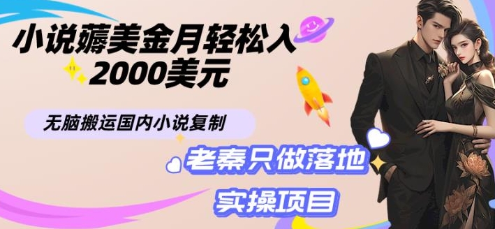 小说薅美金月轻松入2000美元项目、无脑搬运国内小说复制粘贴到国外、傻瓜式操作-第2资源网