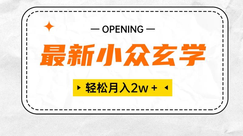 最新小众玄学项目-保底月入2W＋ 无门槛高利润-小白也能轻松掌握-第2资源网