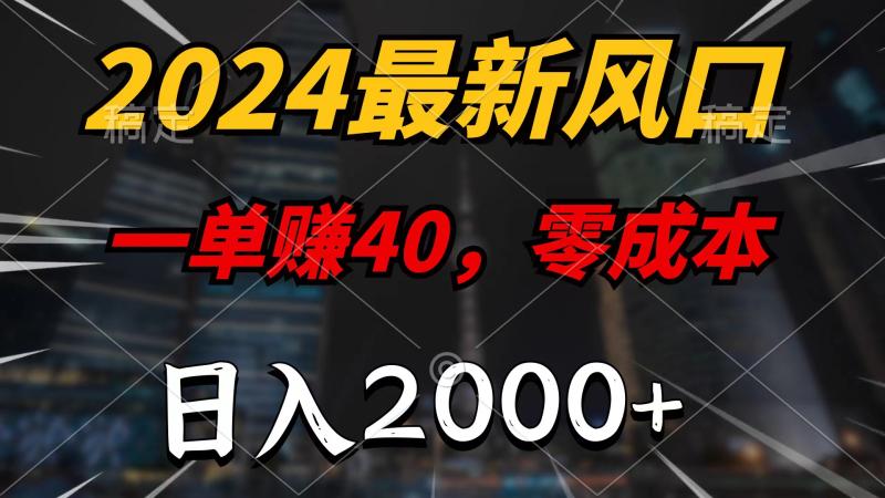 2024最新风口项目-一单40-零成本-日入2000+-无脑操作-第2资源网