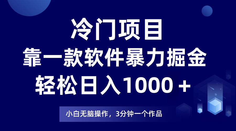 冷门项目-靠一款软件暴力掘金日入1000＋-小白轻松上手第二天见收益-第2资源网