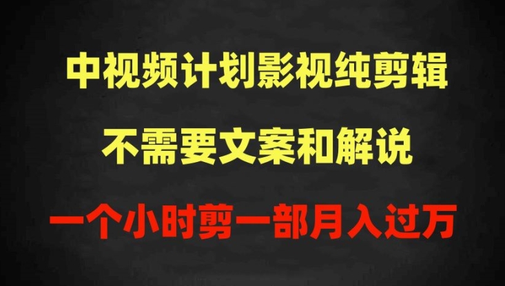 影视纯剪辑中视频计划-不需要文案和解说-1个小时剪1部-100%过原创月入过万【揭秘】-第2资源网