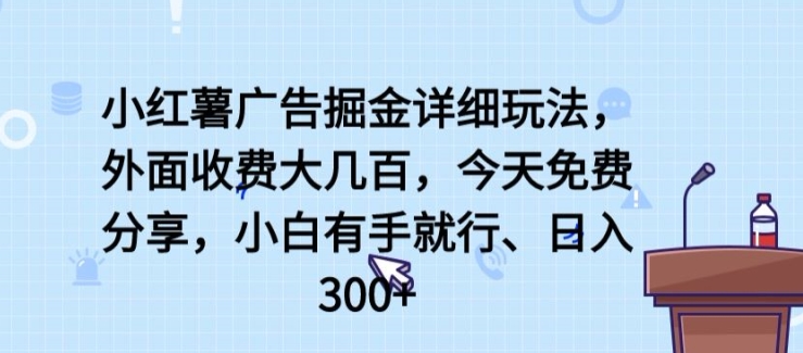 小红薯广告掘金详细玩法-外面收费大几百-小白有手就行-日入300+【揭秘】-第2资源网