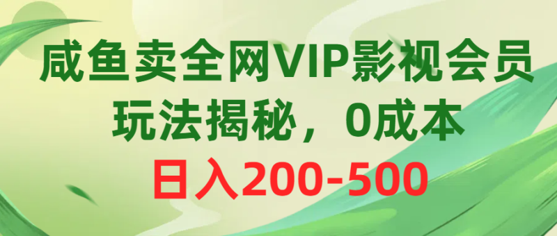 咸鱼卖全网VIP影视会员-玩法揭秘-0成本日入200-500-第2资源网