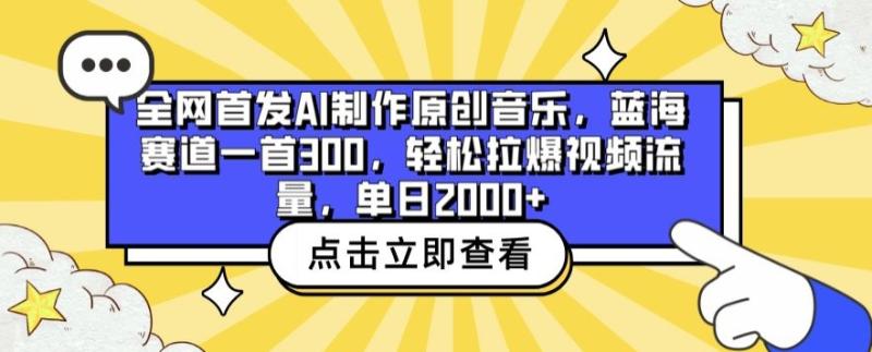 全网首发AI制作原创音乐-蓝海赛道一首300.轻松拉爆视频流量-单日2000+【揭秘】-第2资源网