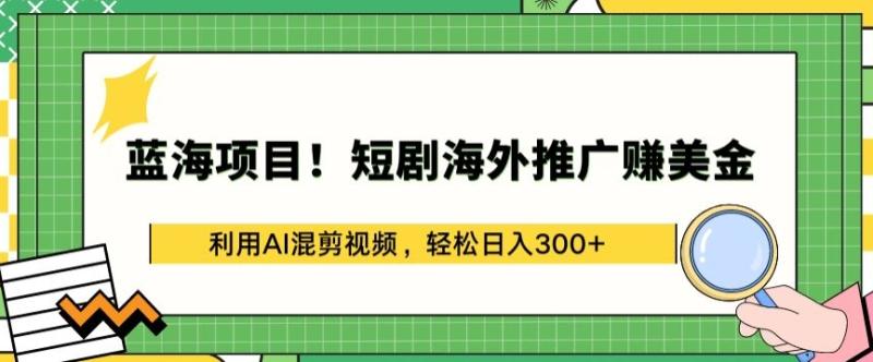 蓝海项目!短剧海外推广赚美金-利用AI混剪视频-轻松日入300+【揭秘】-第2资源网