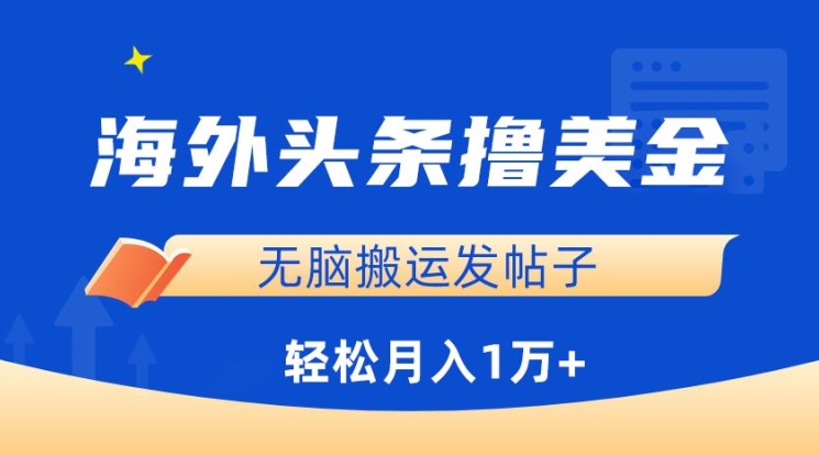 海外头条撸美金-无脑搬运发帖子-月入1万+-小白轻松掌握【揭秘】-第2资源网