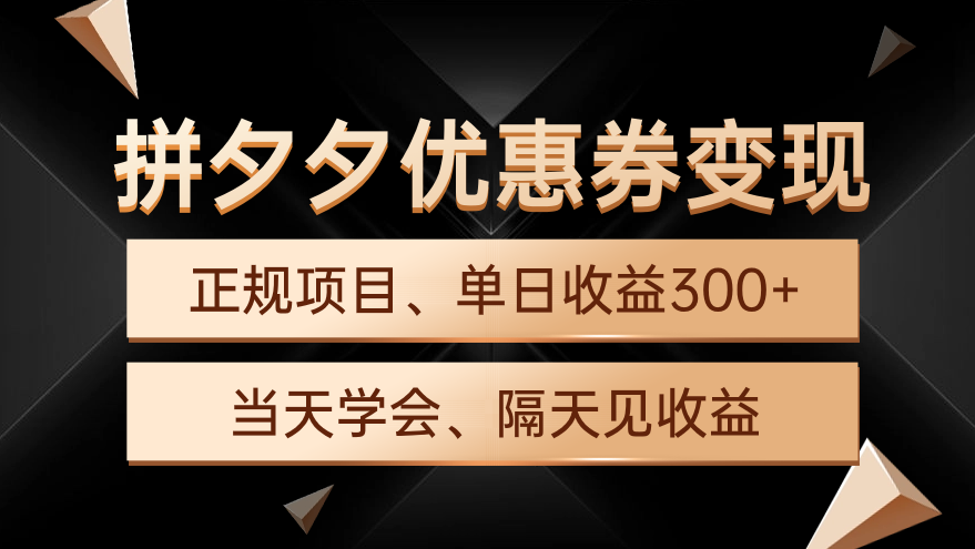 拼夕夕优惠券变现-单日收益300+-手机电脑都可操作-第2资源网