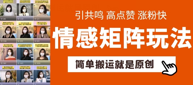 简单搬运-情感矩阵玩法-涨粉速度快-可带货-可起号【揭秘】-第2资源网