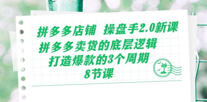 拼多多店铺 操盘手2.0新课-拼多多卖货的底层逻辑-打造爆款的3个周期-8节-第2资源网