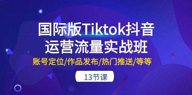 国际版Tiktok抖音运营流量实战班：账号定位-作品发布-热门推送-等等-13节-第2资源网