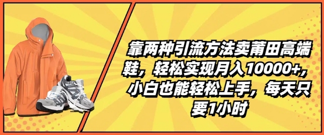 靠两种引流方法卖莆田高端鞋-轻松实现月入1W+-小白也能轻松上手-每天只要1小时【揭秘】-第2资源网